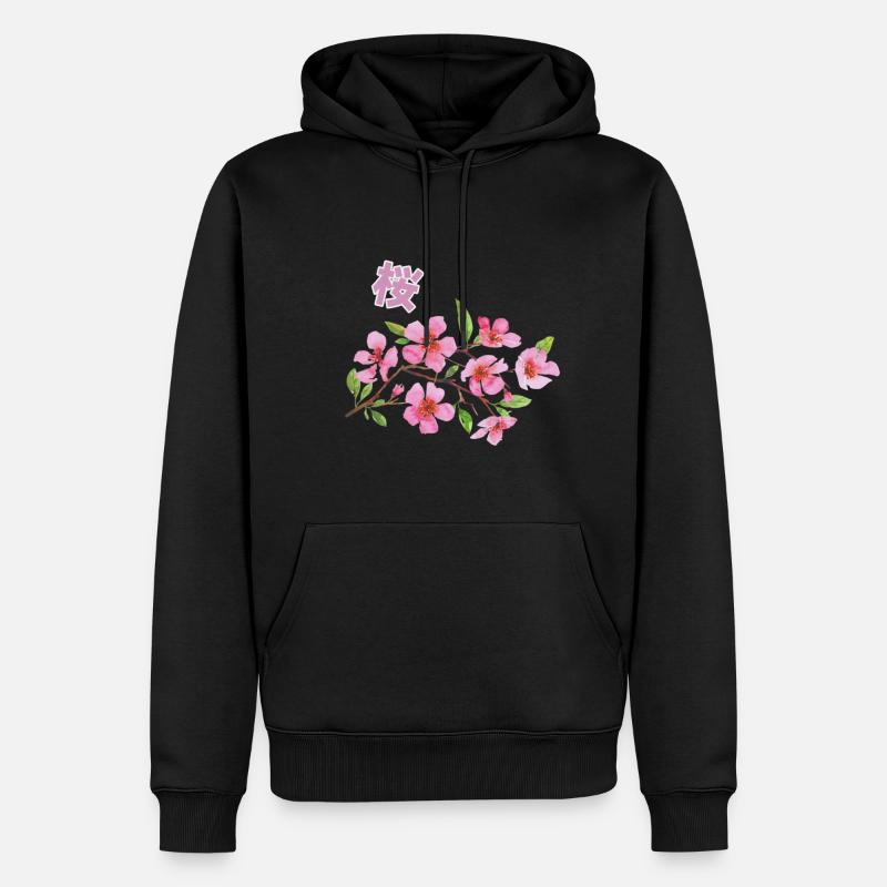 Sakura - Männer Premium Bio Hoodie - Schwarz