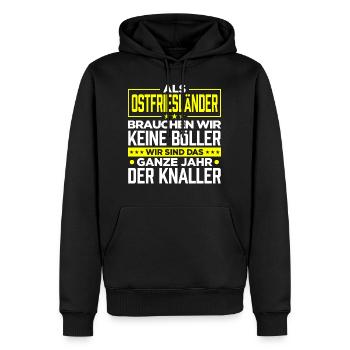 OSTFRIESLÄNDER - Böller - Männer Premium Bio Hoodie - Schwarz - Vorne - Nico (187cm)
