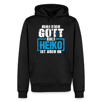 HEIKO - ok - Männer Premium Bio Hoodie - Schwarz - Vorne - Nico (187cm)