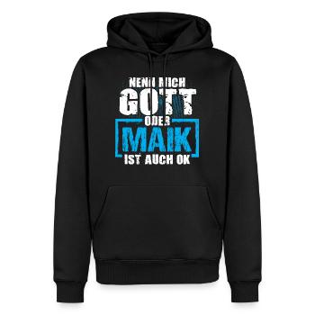 MAIK - ok - Männer Premium Bio Hoodie - Schwarz - Vorne - Nico (187cm)