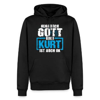 KURT - ok - Männer Premium Bio Hoodie - Schwarz - Vorne - Nico (187cm)