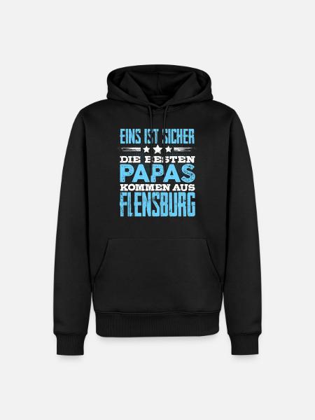 FLENSBURG - Papa - Männer Premium Bio Hoodie - Schwarz