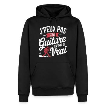 Ich kann keine richtige Gitarre haben - Männer Premium Bio Hoodie - Schwarz - Vorne - Nico (187cm)