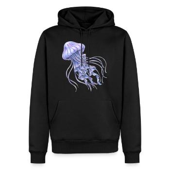 Blau Violett Qualle Geschenk Meer Ozean - Männer Premium Bio Hoodie - Schwarz - Vorne - Nico (187cm)
