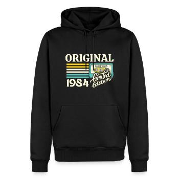 40th Anniversary Cassette March 1984 Vintage - Men’s Premium Organic Hoodie - black - Front - Nico (187cm)