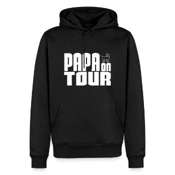 Papa en tournée - Sweat à capuche Premium bio Homme - noir - Devant - Nico (187cm)
