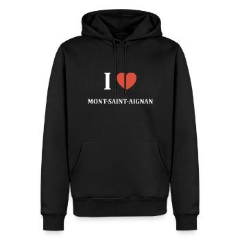 i love Mont Saint Aignan - Sweat à capuche Premium bio Homme - noir - Devant - Nico (187cm)