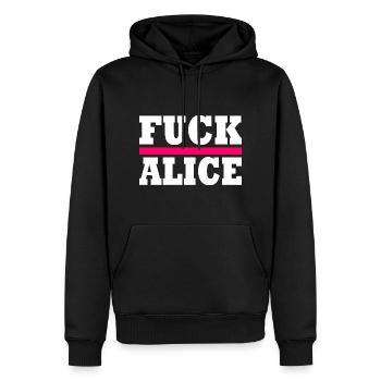 Fuck alice - Sweat à capuche Premium bio Homme - noir - Devant - Nico (187cm)