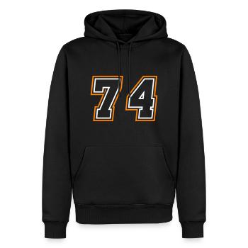 Symbole numérique 74 - Sweat à capuche Premium bio Homme - noir - Devant - Nico (187cm)