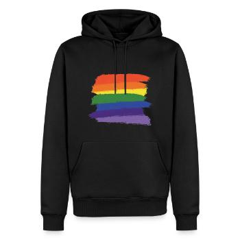 Regenbogen-Pinsel (groß) - Männer Premium Bio Hoodie - Schwarz - Vorne - Nico (187cm)