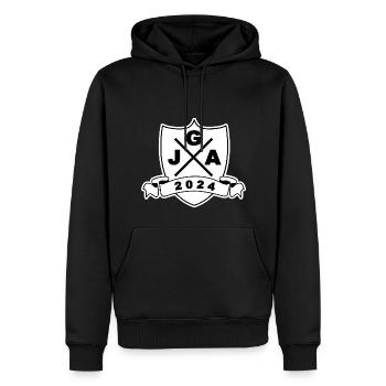 JGA 2024 Wappen - Männer Premium Bio Hoodie - Schwarz - Vorne - Nico (187cm)