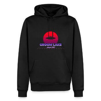 Area 51 Groom Lake 1947 Retro UFO Sonnenuntergang - Männer Premium Bio Hoodie - Schwarz - Vorne - Nico (187cm)