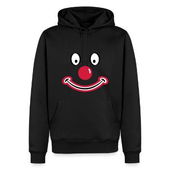 Clownsgesicht mit roter Nase. Clownsgesicht - Männer Premium Bio Hoodie - Schwarz - Vorne - Nico (187cm)