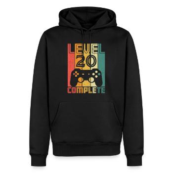 20. Geburtstag Gamer Level 20 Complete 20 Jahre - Männer Premium Bio Hoodie - Schwarz - Vorne - Nico (187cm)