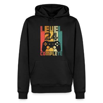 24. Geburtstag Gamer Level 24 Complete 24 Jahre - Männer Premium Bio Hoodie - Schwarz - Vorne - Nico (187cm)