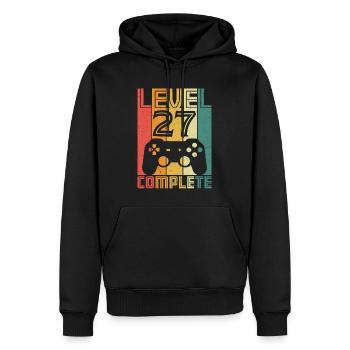 27. Geburtstag Gamer Level 27 Complete 27 Jahre - Männer Premium Bio Hoodie - Schwarz - Vorne - Nico (187cm)