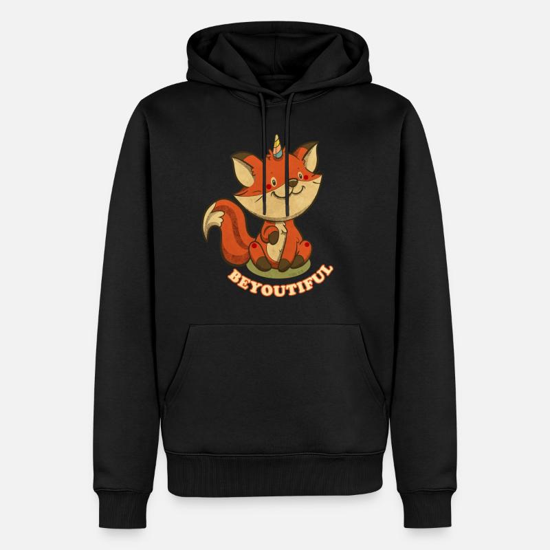 beYOUtiful Fox Einhorn - Männer Premium Bio Hoodie - Schwarz