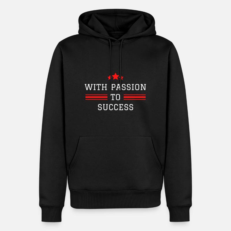 avec passion pour réussir - Sweat à capuche Premium bio Homme - noir