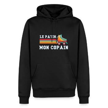 le patin mon copain - Sweat à capuche Premium bio Homme - noir - Devant - Nico (187cm)
