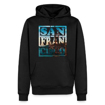 San Francisco - Männer Premium Bio Hoodie - Schwarz - Vorne - Nico (187cm)
