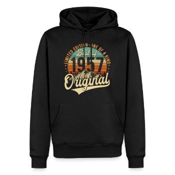 Original 1957 Vintage Anniversaire Rétro - Sweat à capuche Premium bio Homme - noir - Devant - Nico (187cm)