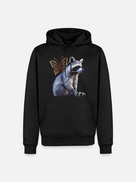 Waschbär - Männer Premium Bio Hoodie - Schwarz