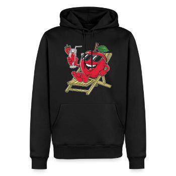 Apfel - Männer Premium Bio Hoodie - Schwarz - Vorne - Nico (187cm)