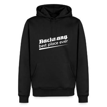 Backnang - Stadt best place ever - Männer Premium Bio Hoodie - Schwarz - Vorne - Nico (187cm)