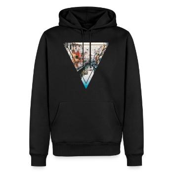 Venice - Männer Premium Bio Hoodie - Schwarz - Vorne - Nico (187cm)