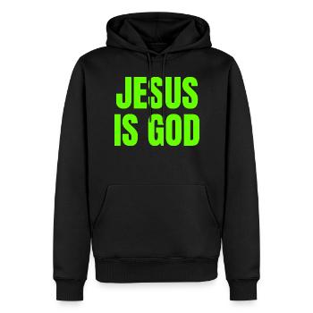 Jésus est Dieu - Citations de motivation chrétienne - Sweat à capuche Premium bio Homme - noir - Devant - Nico (187cm)