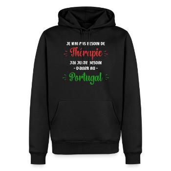 Pas besoin de thérapie portugal - Sweat à capuche Premium bio Homme - noir - Devant - Nico (187cm)