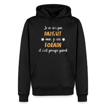 Je ne suis pas parfait mais forain - Sweat à capuche Premium bio Homme - noir - Devant - Nico (187cm)