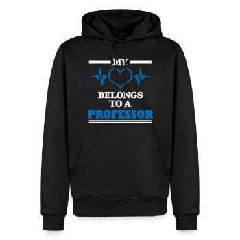 My heart belongs to a professor - Men’s Premium Organic Hoodie - black - Front - Nico (187cm)