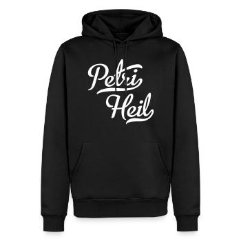 Petri Heil - Männer Premium Bio Hoodie - Schwarz - Vorne - Nico (187cm)