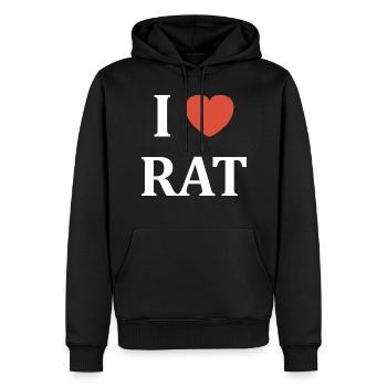 i love rat - Sweat à capuche Premium bio Homme - noir - Devant - Nico (187cm)
