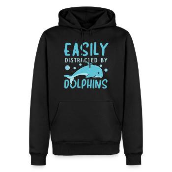 Abgelenkt von Delfinen Ocean Wildlife Sea Animal - Männer Premium Bio Hoodie - Schwarz - Vorne - Nico (187cm)