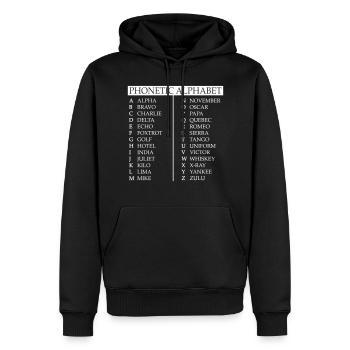 Phonetisches Alphabet - Männer Premium Bio Hoodie - Schwarz - Vorne - Nico (187cm)