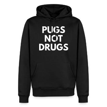 Carlins Not Drugs - Cute Kawaii Chubby Funny Dog - Sweat à capuche Premium bio Homme - noir - Devant - Nico (187cm)