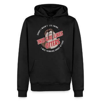 Girl Likes Otters süßes Zitat Seeotter Tier - Männer Premium Bio Hoodie - Schwarz - Vorne - Nico (187cm)