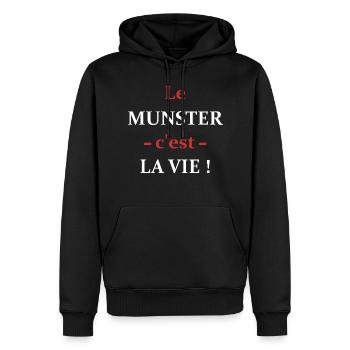 Le MUNSTER c'est la vie - Sweat à capuche Premium bio Homme - noir - Devant - Nico (187cm)