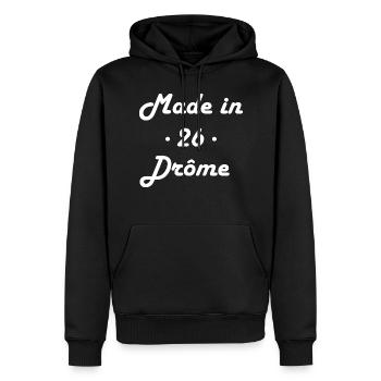 Made in Drôme - Sweat à capuche Premium bio Homme - noir - Devant - Nico (187cm)