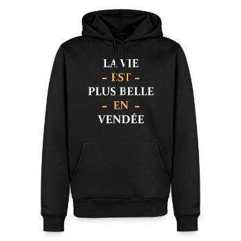 La vie est plus belle en Vendée - Sweat à capuche Premium bio Homme - noir - Devant - Nico (187cm)