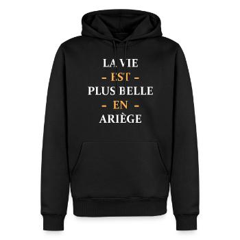 La vie est plus belle en Ariège - Sweat à capuche Premium bio Homme - noir - Devant - Nico (187cm)