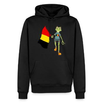 Grenouille fan belge - Sweat à capuche Premium bio Homme - noir - Devant - Nico (187cm)