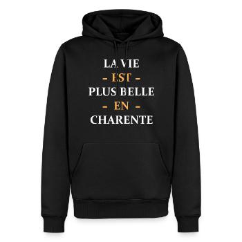 La vie est plus belle en charente - Sweat à capuche Premium bio Homme - noir - Devant - Nico (187cm)