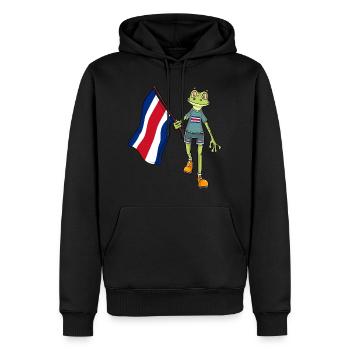 Costa Rica Fan Frog - Men’s Premium Organic Hoodie - black - Front - Nico (187cm)