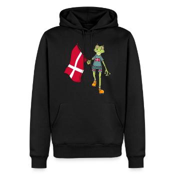 Denmark Fan Frog - Men’s Premium Organic Hoodie - black - Front - Nico (187cm)