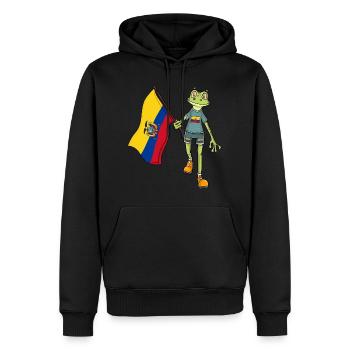 Ecuador Fan Frog - Men’s Premium Organic Hoodie - black - Front - Nico (187cm)