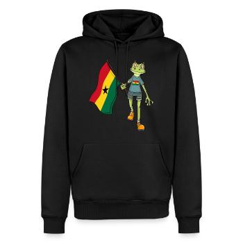 Grenouille fan du Ghana - Sweat à capuche Premium bio Homme - noir - Devant - Nico (187cm)
