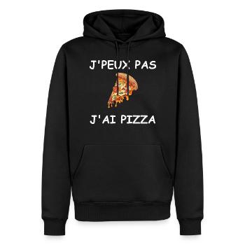 Je peux pas j'ai pizza - Sweat à capuche Premium bio Homme - noir - Devant - Nico (187cm)
